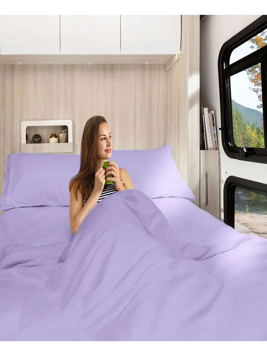 Комплект постельного белья Premier 1800 Series с глубокими карманами, 4 предмета, размер RV Queen — изображение 7 из 8