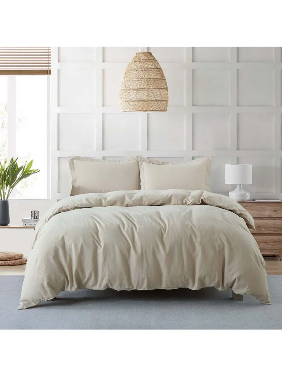 Egyptian Linens Комплект постельного белья из 3 предметов: пододеяльник из предварительно — изображение 1 из 4, льняной