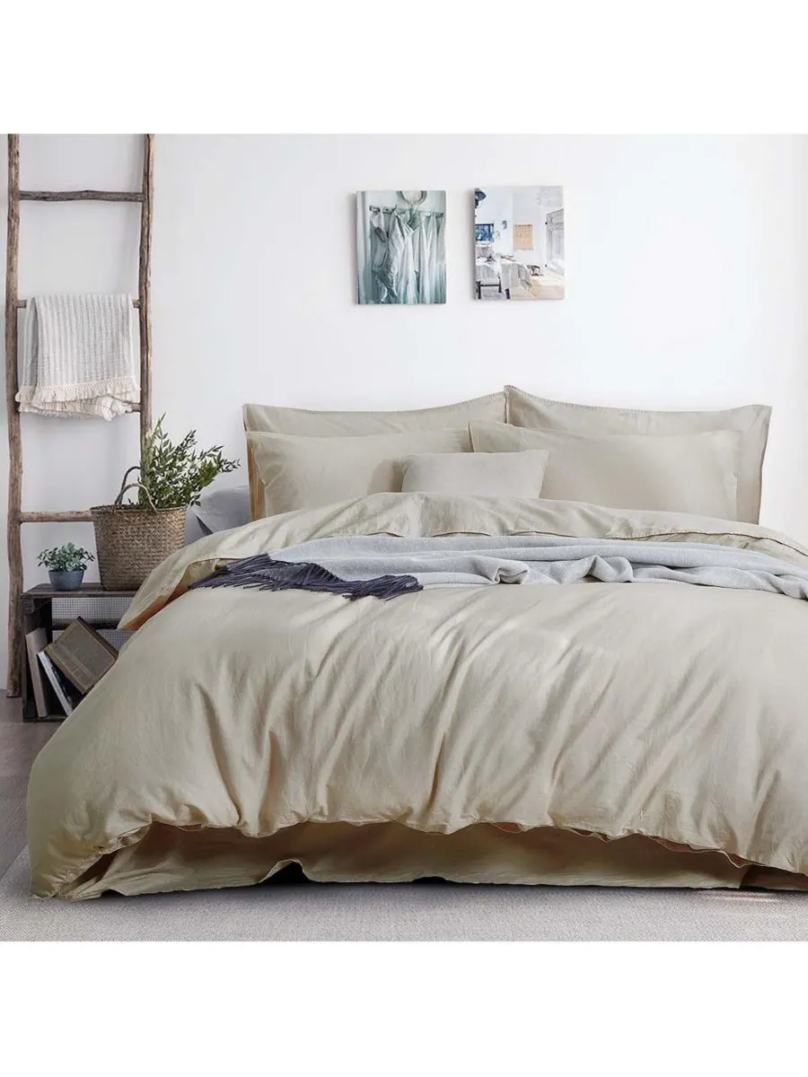 Egyptian Linens Комплект постельного белья из 3 предметов: пододеяльник из предварительно — изображение 3 из 4, льняной