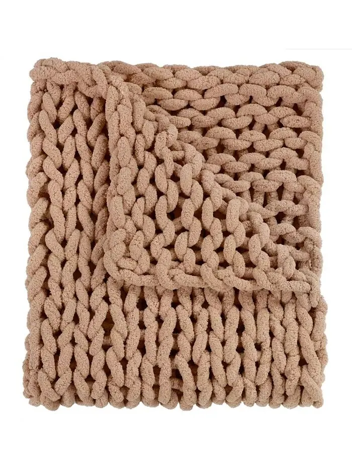 Вязаный плед из синели, 40 дюймов Д x 50 дюймов Ш American Heritage Textiles — коричневый
