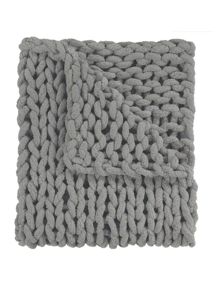 Вязаный плед из синели, 40 дюймов Д x 50 дюймов Ш American Heritage Textiles — серый