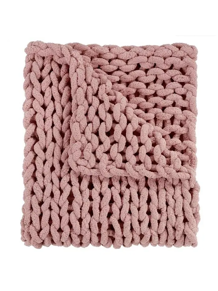 Вязаный плед из синели, 40 дюймов Д x 50 дюймов Ш American Heritage Textiles — розовый
