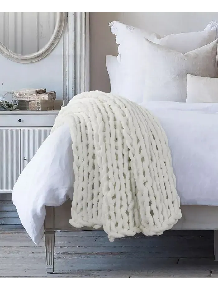 Вязаный плед из синели, 40 дюймов Д x 50 дюймов Ш American Heritage Textiles — изображение 3 из 3, прозрачный
