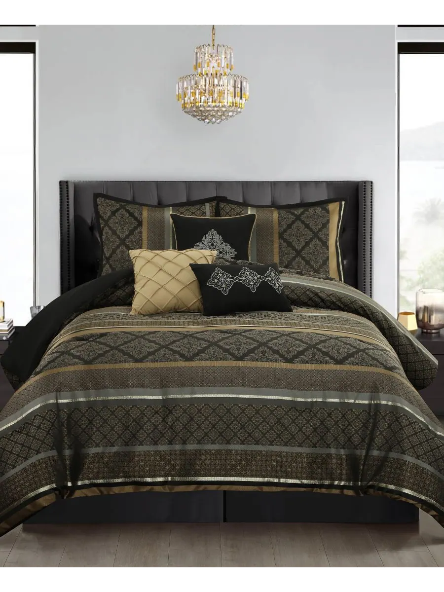 Комплект постельного белья Tefia Jacquard Damask из 7 предметов, размер California King Stratford — изображение 1 из 5