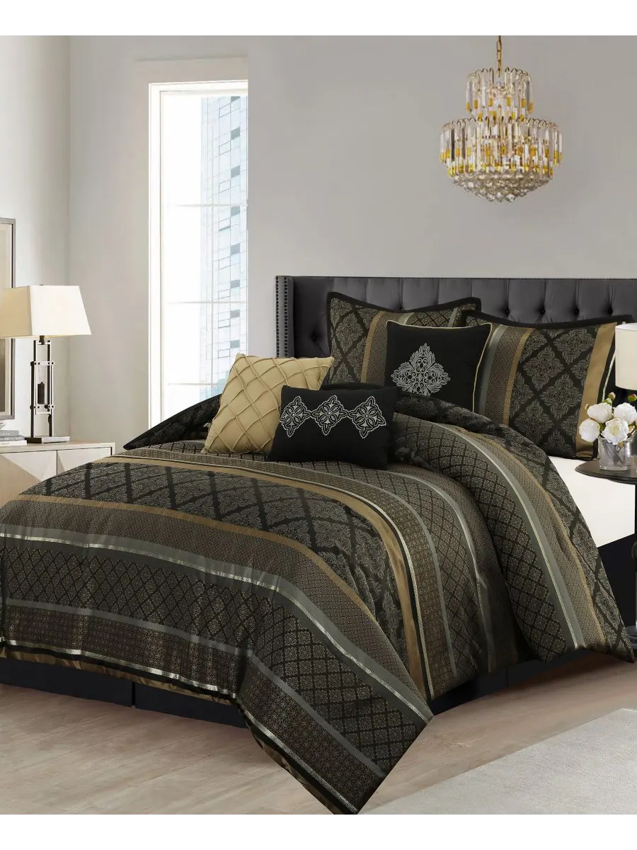 Комплект постельного белья Tefia Jacquard Damask из 7 предметов, размер California King Stratford — изображение 2 из 5