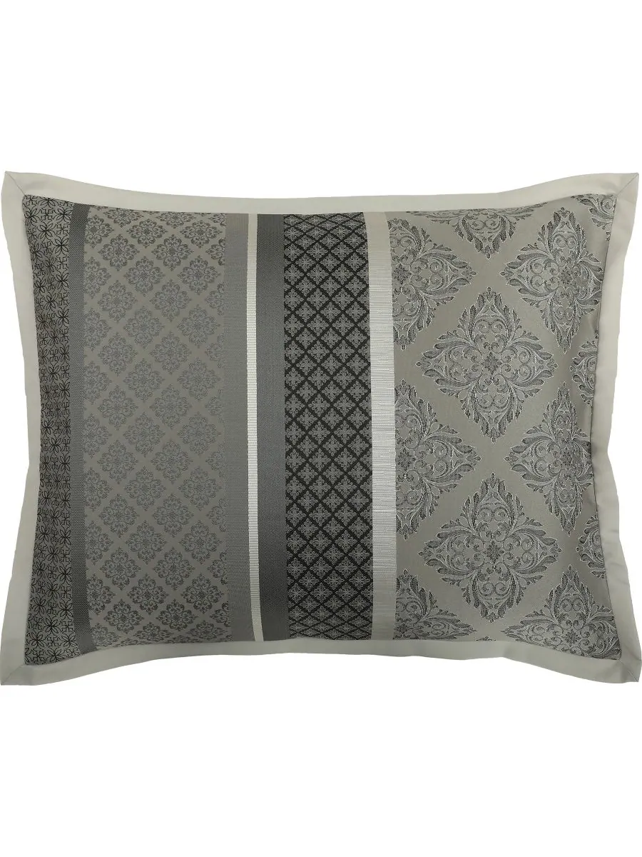 Комплект постельного белья Tefia Jacquard Damask из 7 предметов, размер California King Stratford — изображение 5 из 7, серый