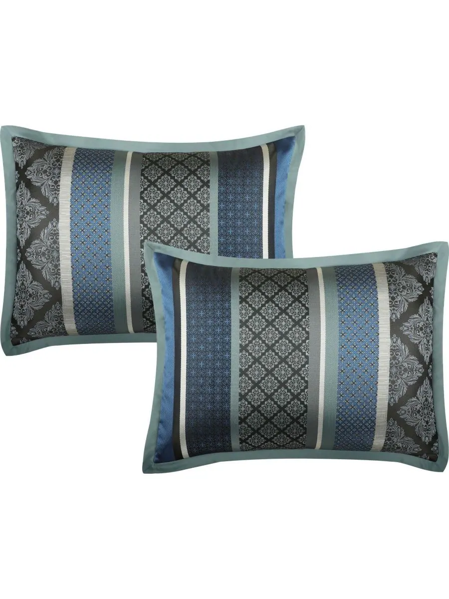 Комплект постельного белья Tefia Jacquard Damask из 7 предметов, размер California King Stratford — изображение 3 из 5, синий