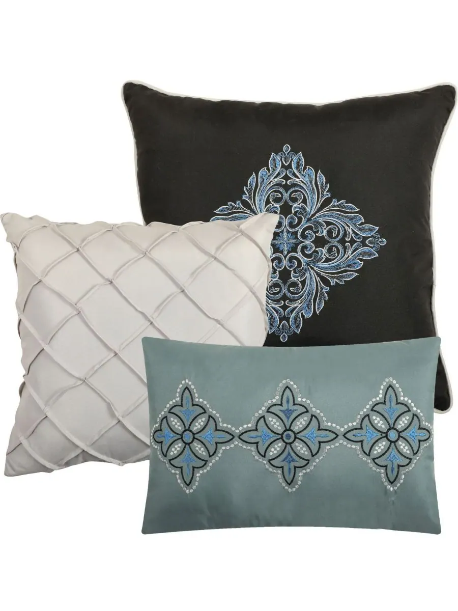 Комплект постельного белья Tefia Jacquard Damask из 7 предметов, размер California King Stratford — изображение 4 из 5, синий