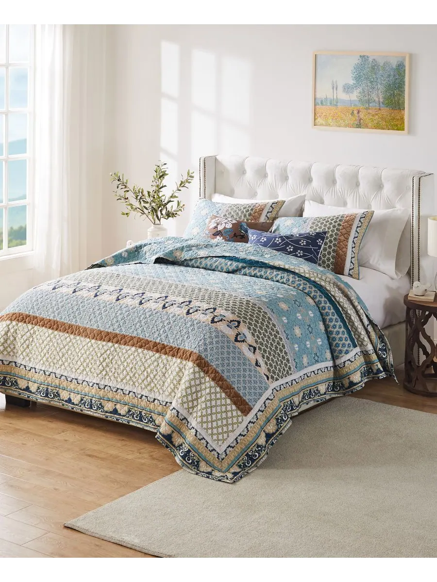 Комплект постельного белья Thalia из 3 предметов, размер King Greenland Home Fashions — изображение 3 из 5, синий