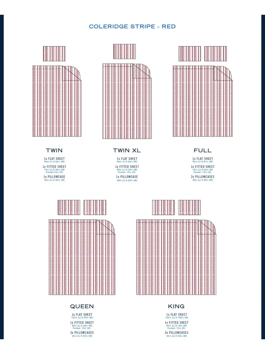 Комплект постельного белья coleridge stripe из хлопкового перкаля, 4 предмета, размер full. Nautica — изображение 2 из 4