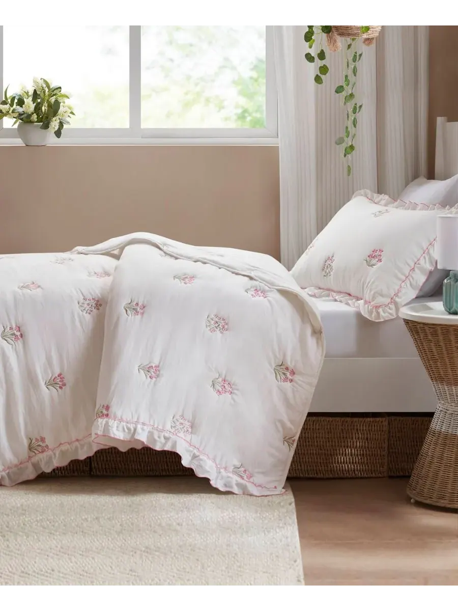 Комплект постельного белья Aglaia Floral Down Alternative, 2 предмета, размер Twin/Twin XL — изображение 6 из 10, розовый
