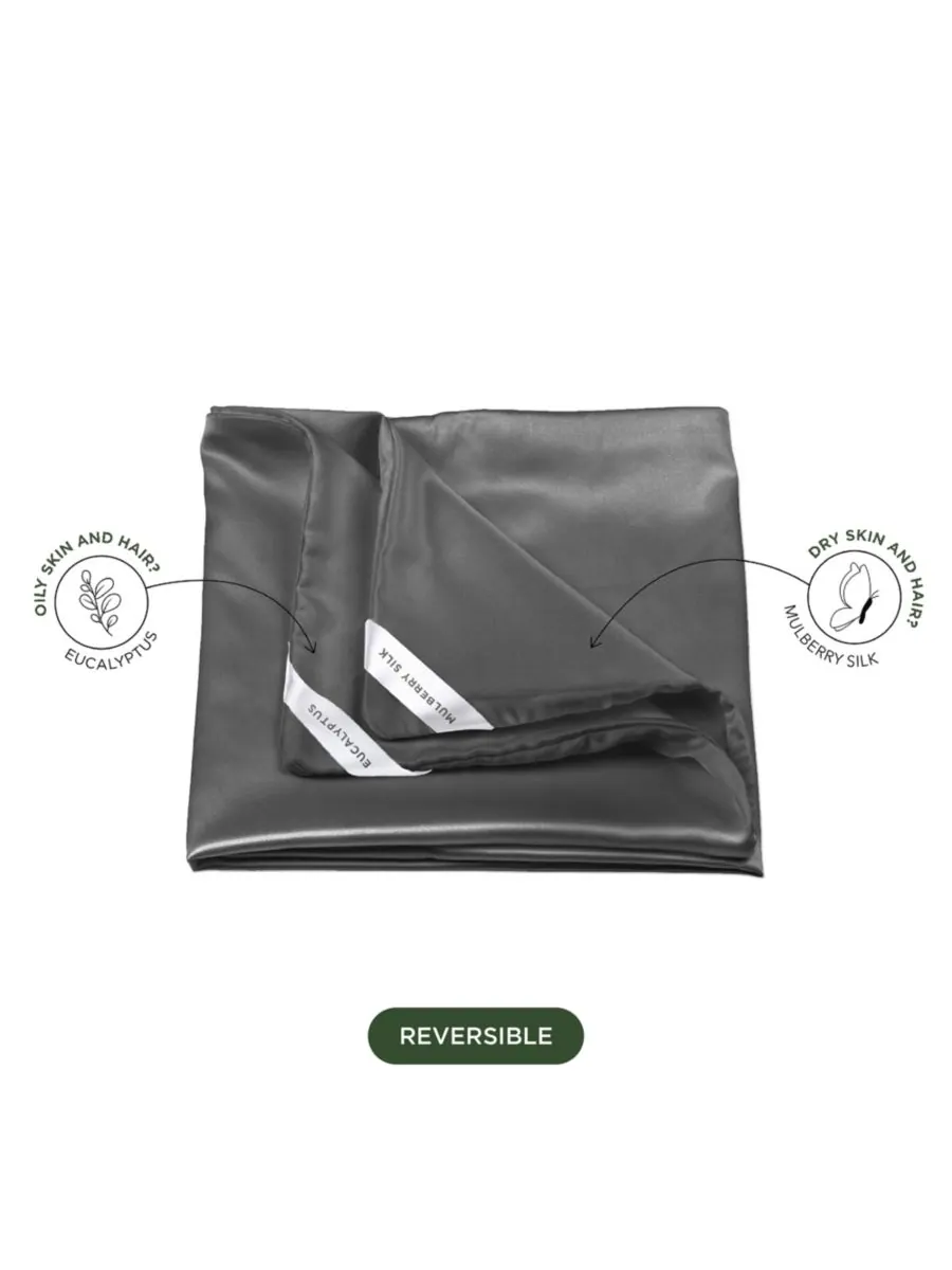 Наволочка DualSilk из тутового шелка и эвкалипта, 22 момме NIGHT, Gunmetal, King — изображение 2 из 10, серый
