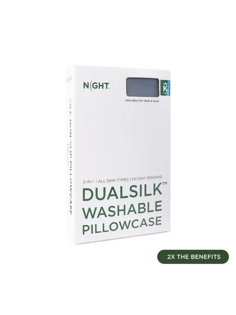 Наволочка DualSilk из тутового шелка и эвкалипта, 22 момме NIGHT, Gunmetal, King — изображение 10 из 10, серый
