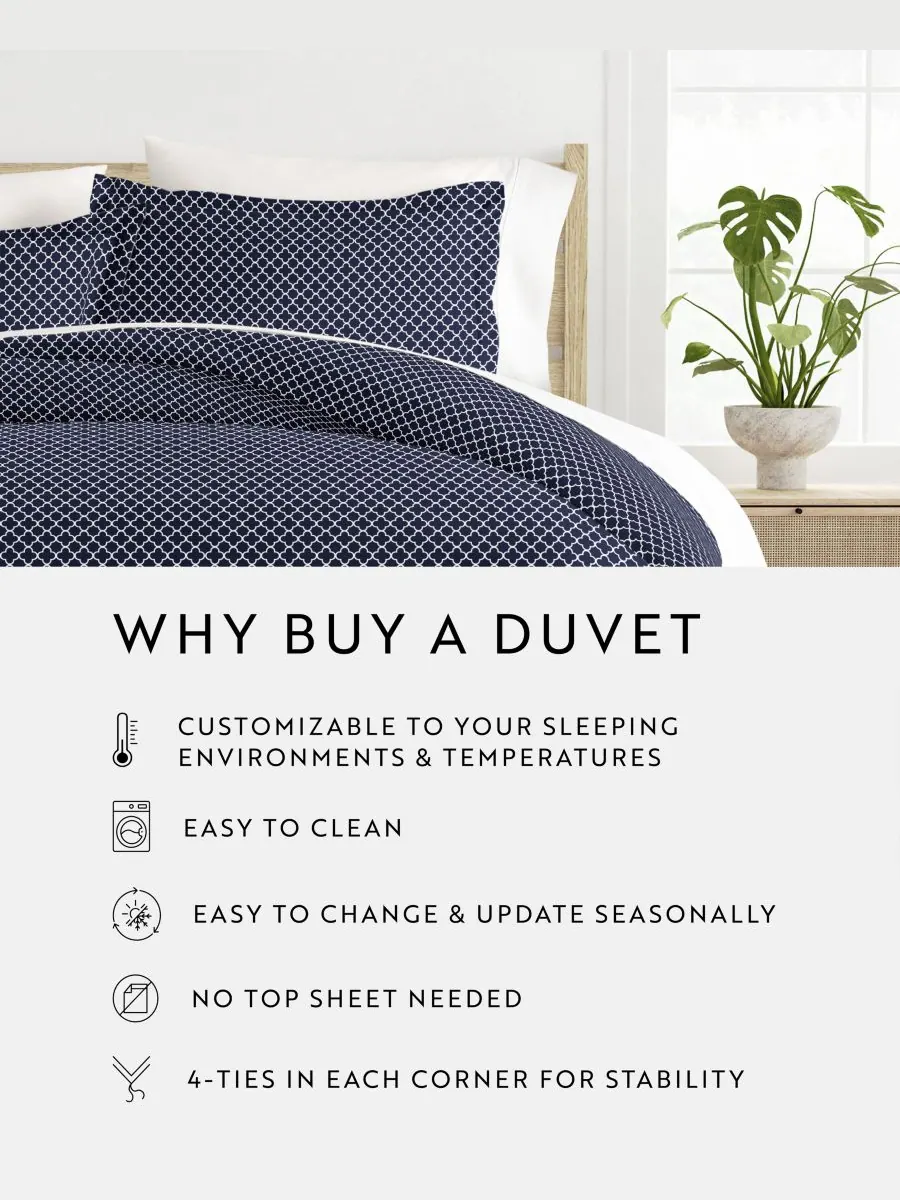 Комплект постельного белья Elegant Designs с узором, размер Full/Queen Ienjoy Home — изображение 3 из 10, темно-синий