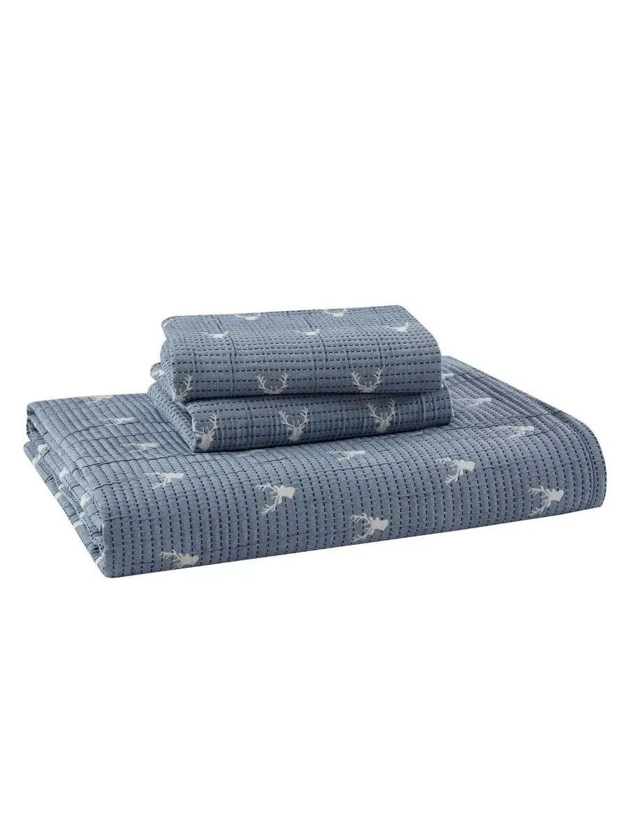 Комплект из 3 предметов Keystone Matelasse (покрывало), размер Full/Queen Woolrich — изображение 4 из 10, синий