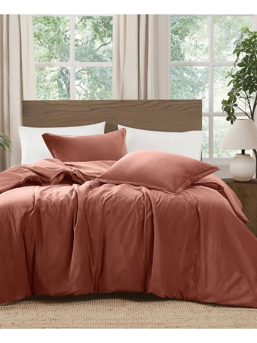 Комплект покрывало и 2 наволочки Matte Cotton Velvet Brooklyn Loom