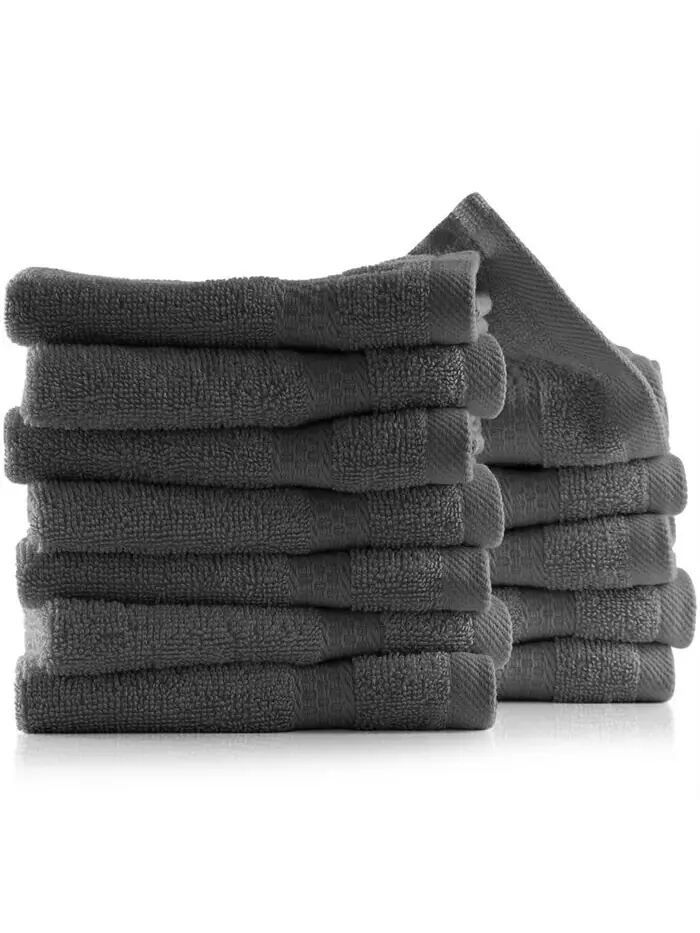 Коллекция банных полотенец Hearth & Harbor из 100% хлопка, 12 шт — серый