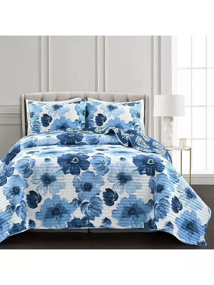 Комплект одеял Leah Lush Décor — изображение 1 из 10, темно-синий белый