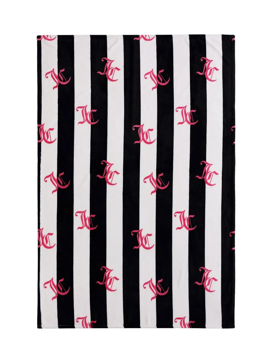 Плед Cabana Plush в полоску, 50 x 70 дюймов Juicy Couture — изображение 2 из 6, черный