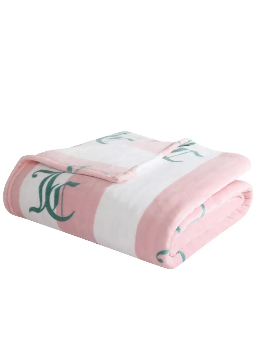 Плед Cabana Plush в полоску, 50 x 70 дюймов Juicy Couture — изображение 2 из 7, розовый