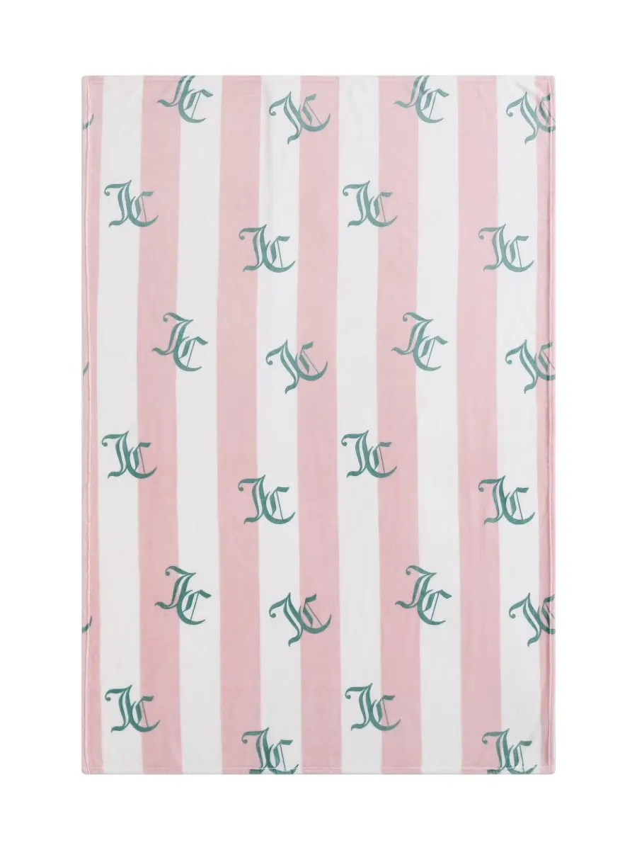 Плед Cabana Plush в полоску, 50 x 70 дюймов Juicy Couture — изображение 3 из 7, розовый