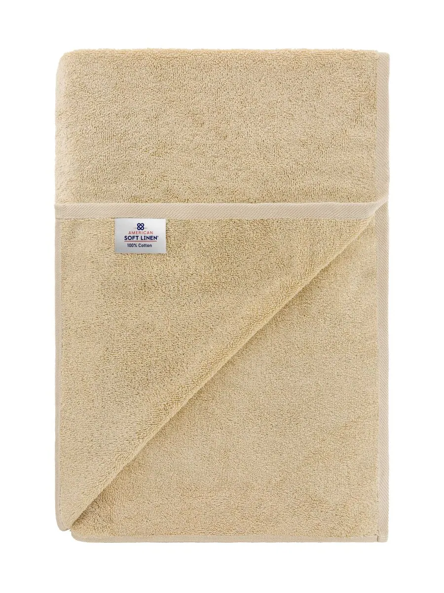 Банное полотенце Edison Luxury из 100% турецкого хлопка, 40 x 80 дюймов American Soft Linen — изображение 4 из 4, бежевый