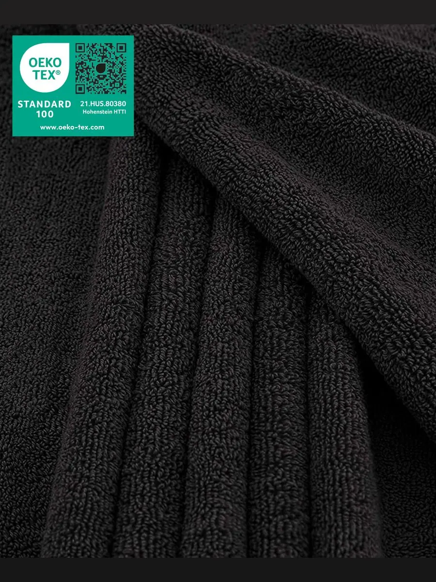 Банное полотенце Edison Luxury из 100% турецкого хлопка, 40 x 80 дюймов American Soft Linen — изображение 2 из 4, черный