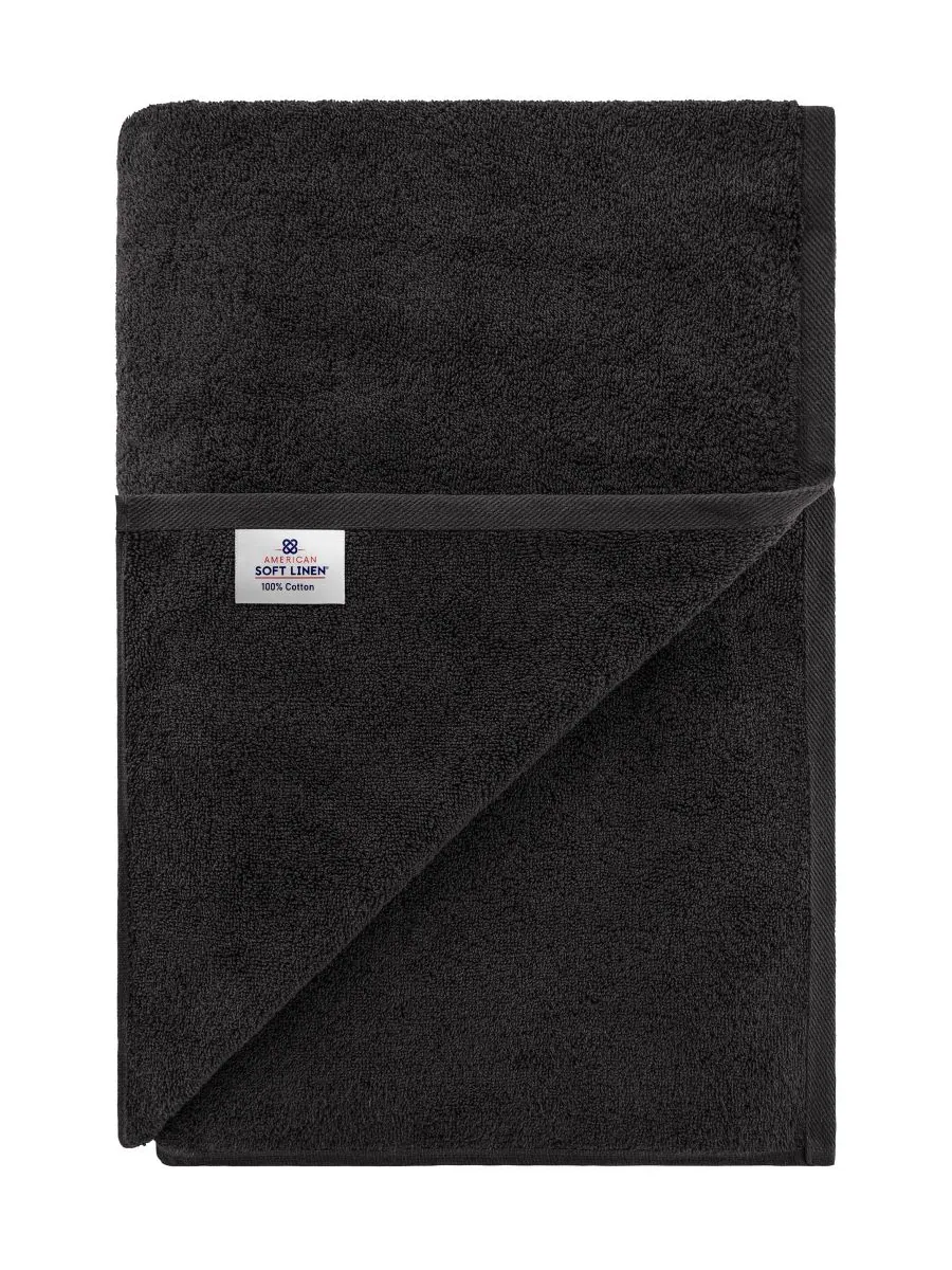 Банное полотенце Edison Luxury из 100% турецкого хлопка, 40 x 80 дюймов American Soft Linen — изображение 4 из 4, черный