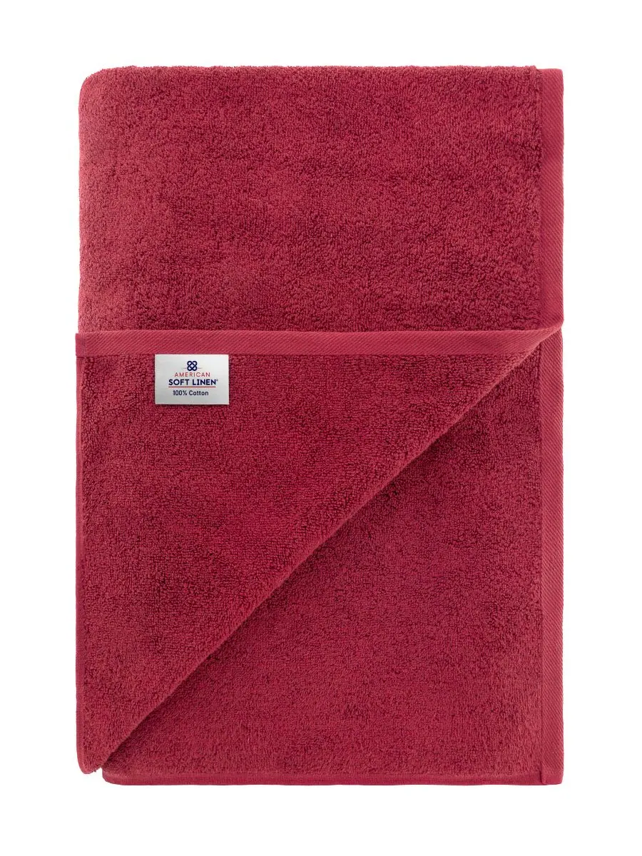 Банное полотенце Edison Luxury из 100% турецкого хлопка, 40 x 80 дюймов American Soft Linen — изображение 4 из 4, бордо