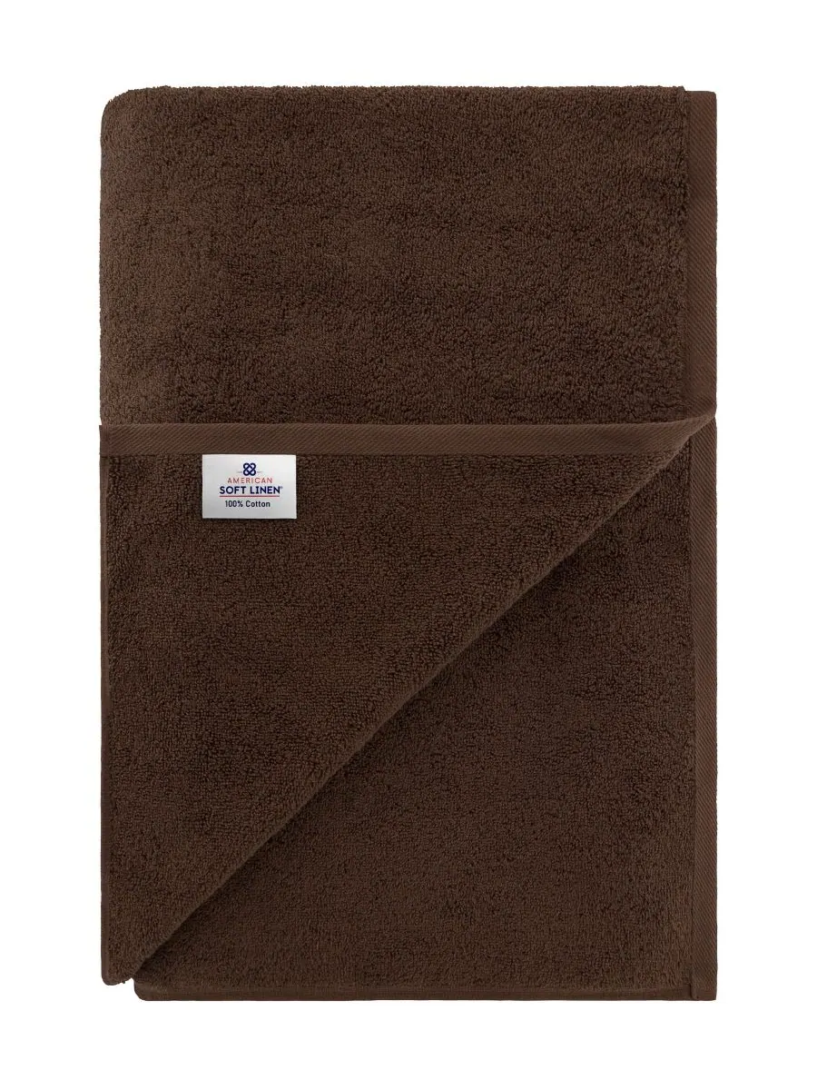 Банное полотенце Edison Luxury из 100% турецкого хлопка, 40 x 80 дюймов American Soft Linen — изображение 4 из 4, коричневый