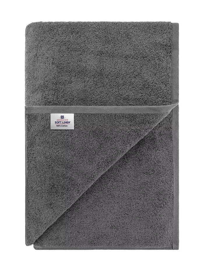 Большое банное полотенце American Soft Linen Edison Luxury из 100% турецкого хлопка — изображение 4 из 4, темный серый
