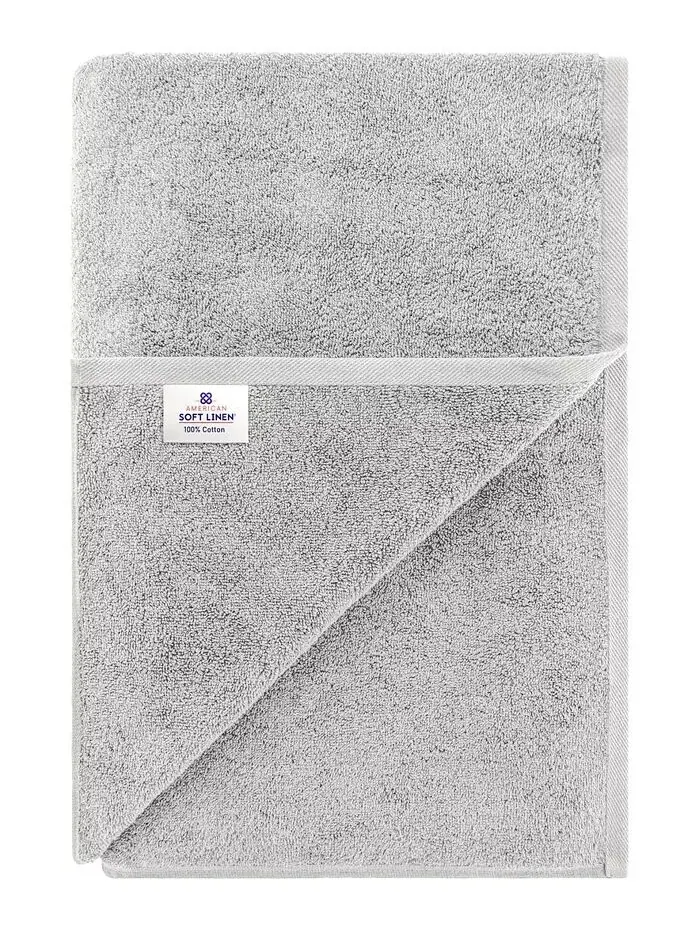 Большое банное полотенце American Soft Linen Edison Luxury из 100% турецкого хлопка — изображение 4 из 4, серебристый серый