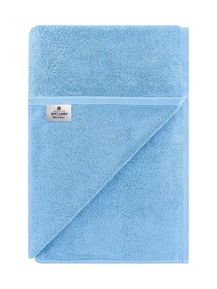Большое банное полотенце American Soft Linen Edison Luxury из 100% турецкого хлопка — изображение 4 из 4, синий
