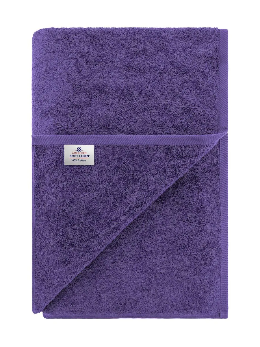 Банное полотенце Edison Luxury из 100% турецкого хлопка, 40 x 80 дюймов American Soft Linen — изображение 4 из 4, фиолетовый