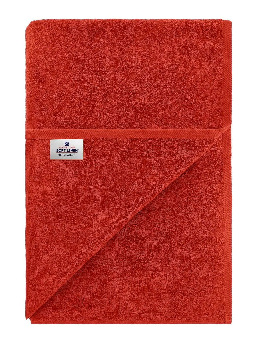Банное полотенце Edison Luxury из 100% турецкого хлопка, 40 x 80 дюймов American Soft Linen — изображение 4 из 4, красный