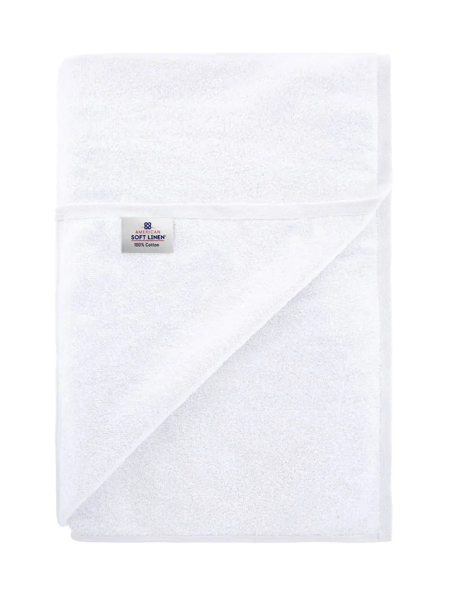 Банное полотенце Edison Luxury из 100% турецкого хлопка, 40 x 80 дюймов American Soft Linen — изображение 4 из 4, белый