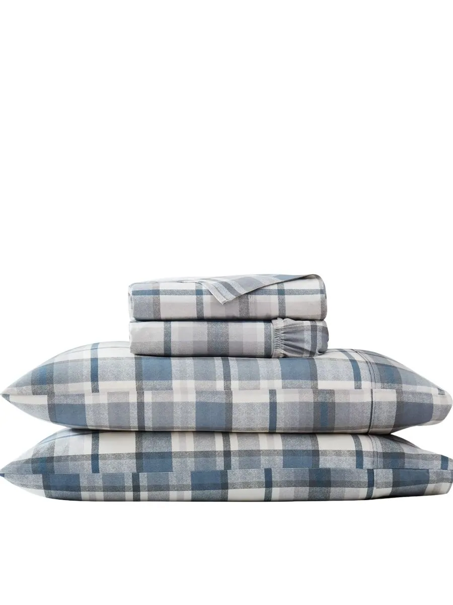 Комплект постельного белья Highland Plaid с очень глубокими карманами, плотность ткани 300 нитей, 4