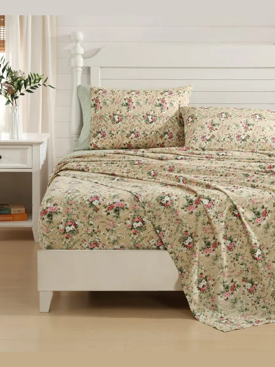 Комплект постельного белья Loveston из 4 предметов, изготовленный из хлопкового перкаля с — изображение 2 из 5, коричневый