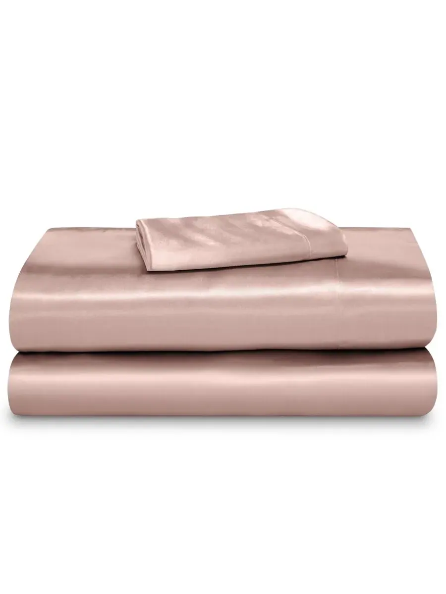 Комплект атласных простыней Bare Home — розовый