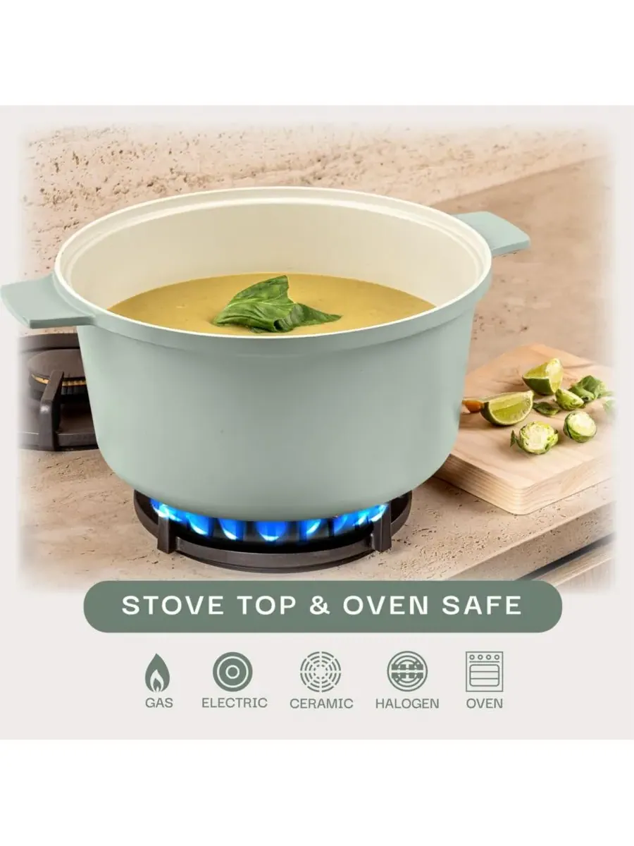 Жаровня Gotham Steel Ceramic Dutch Ove, 25.4 см, 4.7 л, шалфейный — изображение 2 из 8