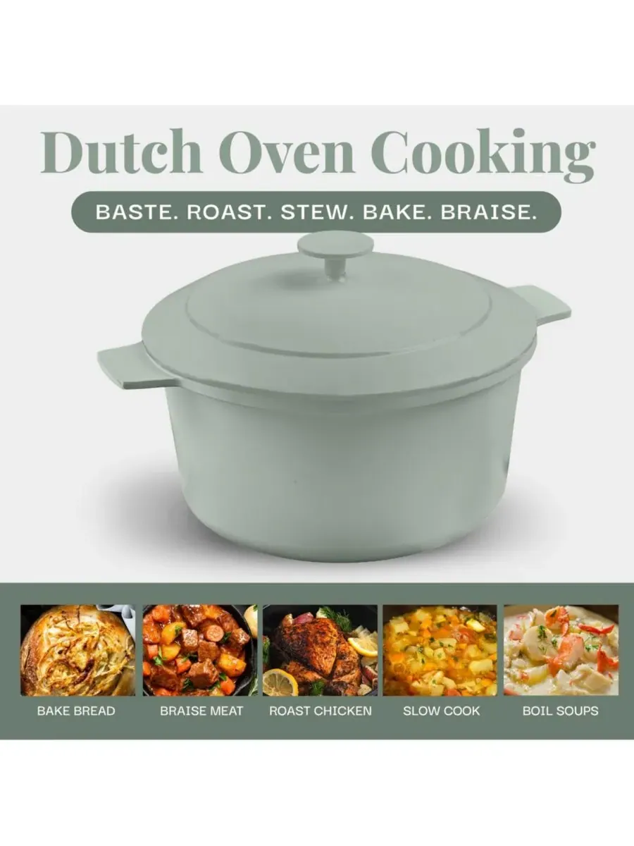 Жаровня Gotham Steel Ceramic Dutch Ove, 25.4 см, 4.7 л, шалфейный — изображение 3 из 8