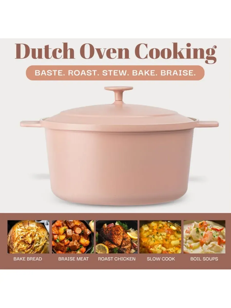 Жаровня Gotham Steel Ceramic Dutch Ove, 25.4 см, 4.7 л — изображение 2 из 8, розовый