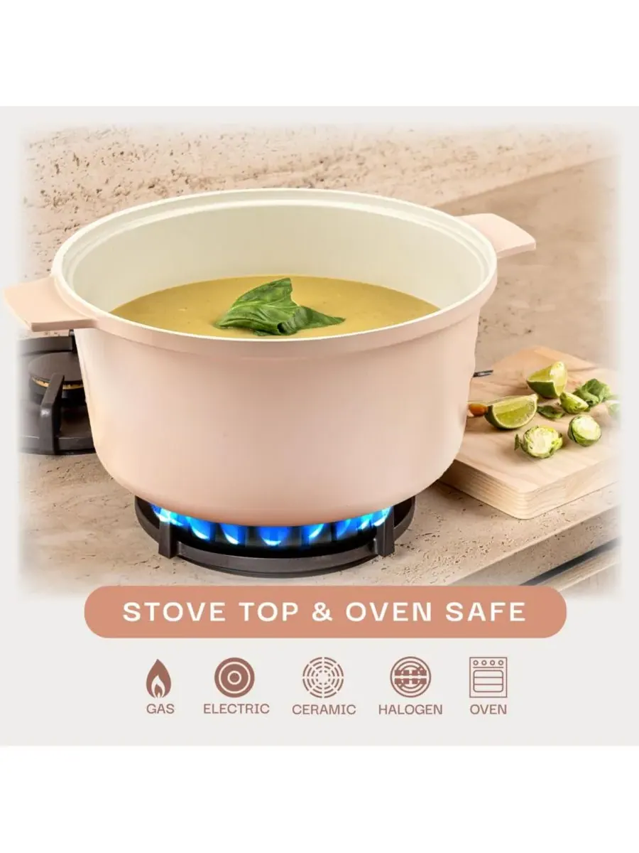 Жаровня Gotham Steel Ceramic Dutch Ove, 25.4 см, 4.7 л — изображение 4 из 8, розовый
