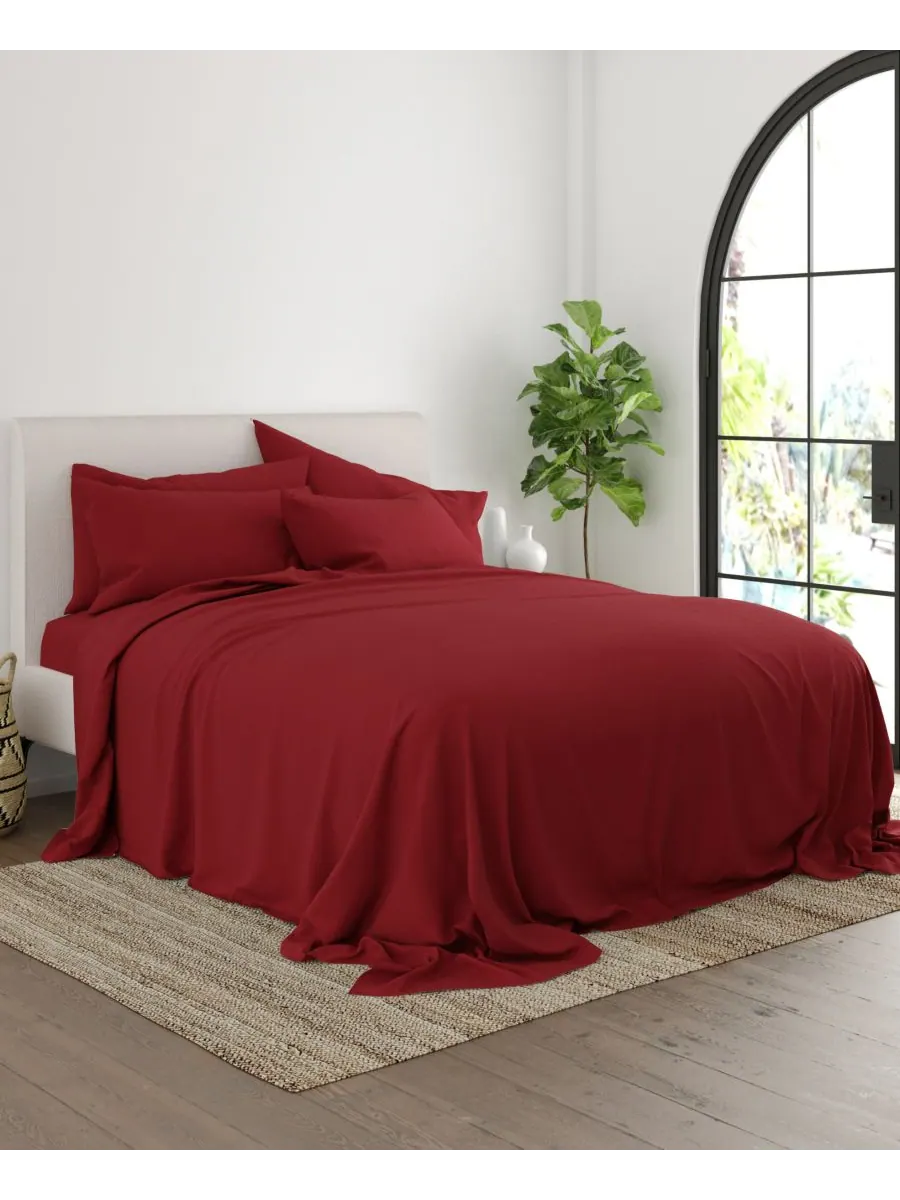 Комплект постельного белья Solids in Style из 6 предметов, размер Full Ienjoy Home — изображение 3 из 6, бордовый