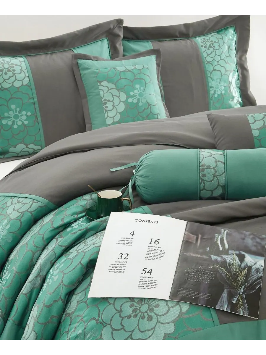 Комплект постельного белья Sibyl Jacquard из 7 предметов, размер California King Stratford Park — изображение 3 из 4, голубой
