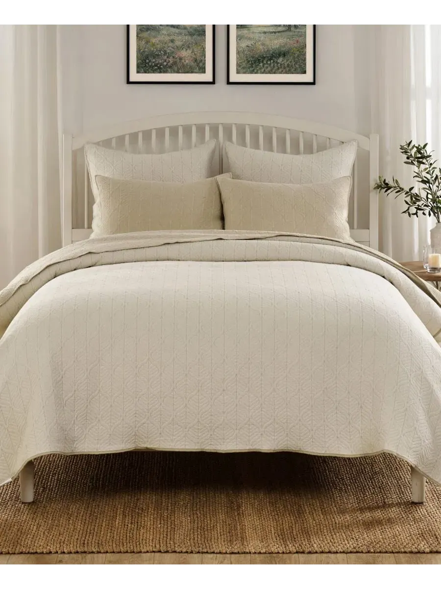 Покрывало-комплект Harper Jacquard-Woven Reversible 2-Piece Coverlet Set, Twin Greenland Home — изображение 2 из 7, тауп