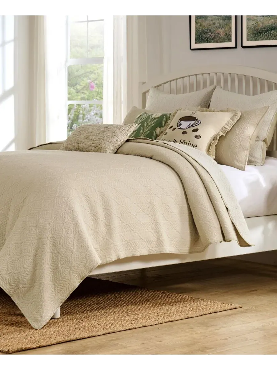 Покрывало-комплект Harper Jacquard-Woven Reversible 2-Piece Coverlet Set, Twin Greenland Home — изображение 5 из 7, тауп