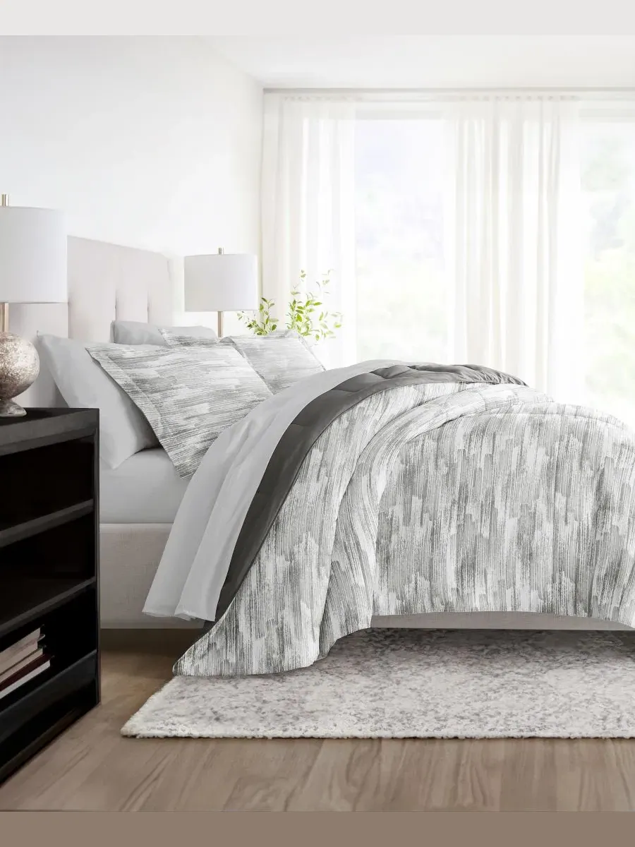 Комплект постельного белья 7 предметов с узором, California King ienjoy Home — изображение 4 из 11, серый