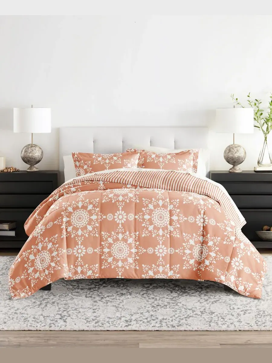 Комплект постельного белья 7 предметов с узором, California King, Daisy Medallion Clay ienjoy Home