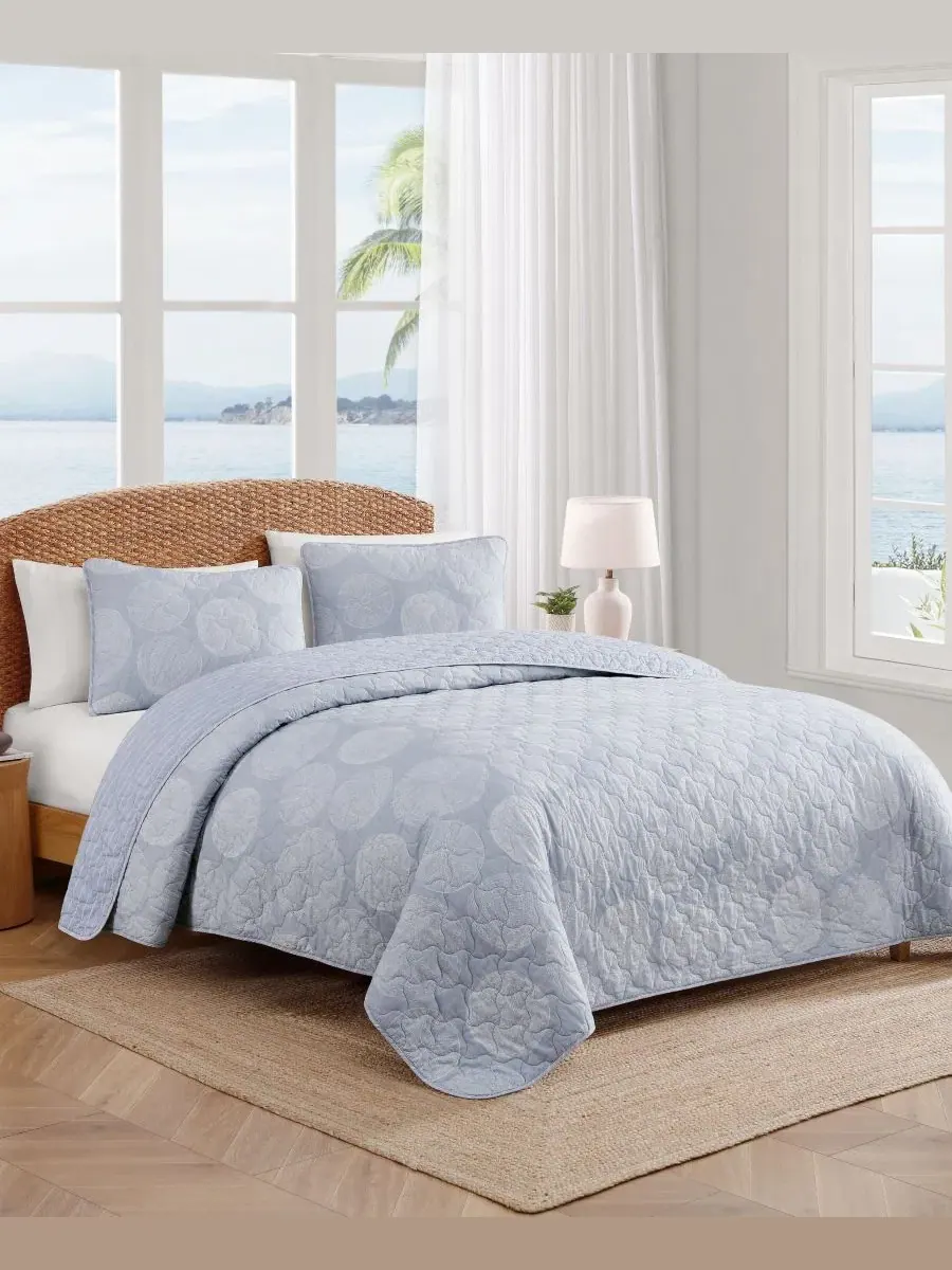 Покрывало-квилт Ocean Island Cotton Reversible 3-Pc. Quilt Set Tommy Bahama Home — изображение 2 из 8, синий